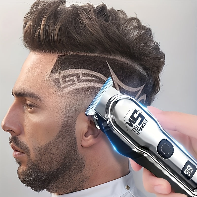 A Professional Men'S Electric Hair Clipper Set with an LED Display, an Electric Shaver, Four Guide Combs for Zero-Gap Cutting, a Small Brush, TYPE-C Charging, Perfect As a Gift for Men, Father'S Day Presents - ayq