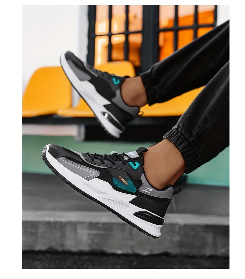 Men's Plus Size Canvas Sneakers - Trendy Casual Running Shoes with Air Cushion, Breathable Fabric Upper, Low-Top Design, and Durable PVC Sole for Casual Attire, Walking, and Skateboarding