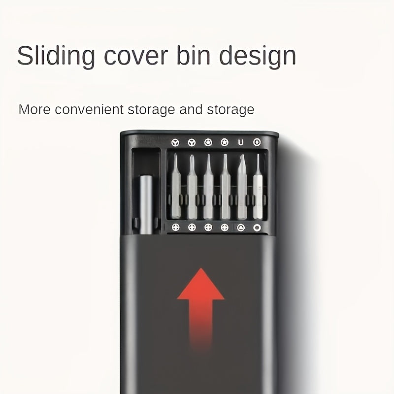 25-In-1 Precision Screwdriver Set for Mobile Phone And Tablet Repairs, Includes Drill Bits, Tweezers, And Pry Tools, Comes with a Portable Storage Case, Essential for Electronic Device Maintenance.