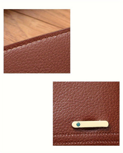 Men's Sleek Lychee Pattern Wallet - Large Capacity, Multi-Card Holder with Soft Faux Leather - Perfect for Christmas & Valentine's Day Gifts