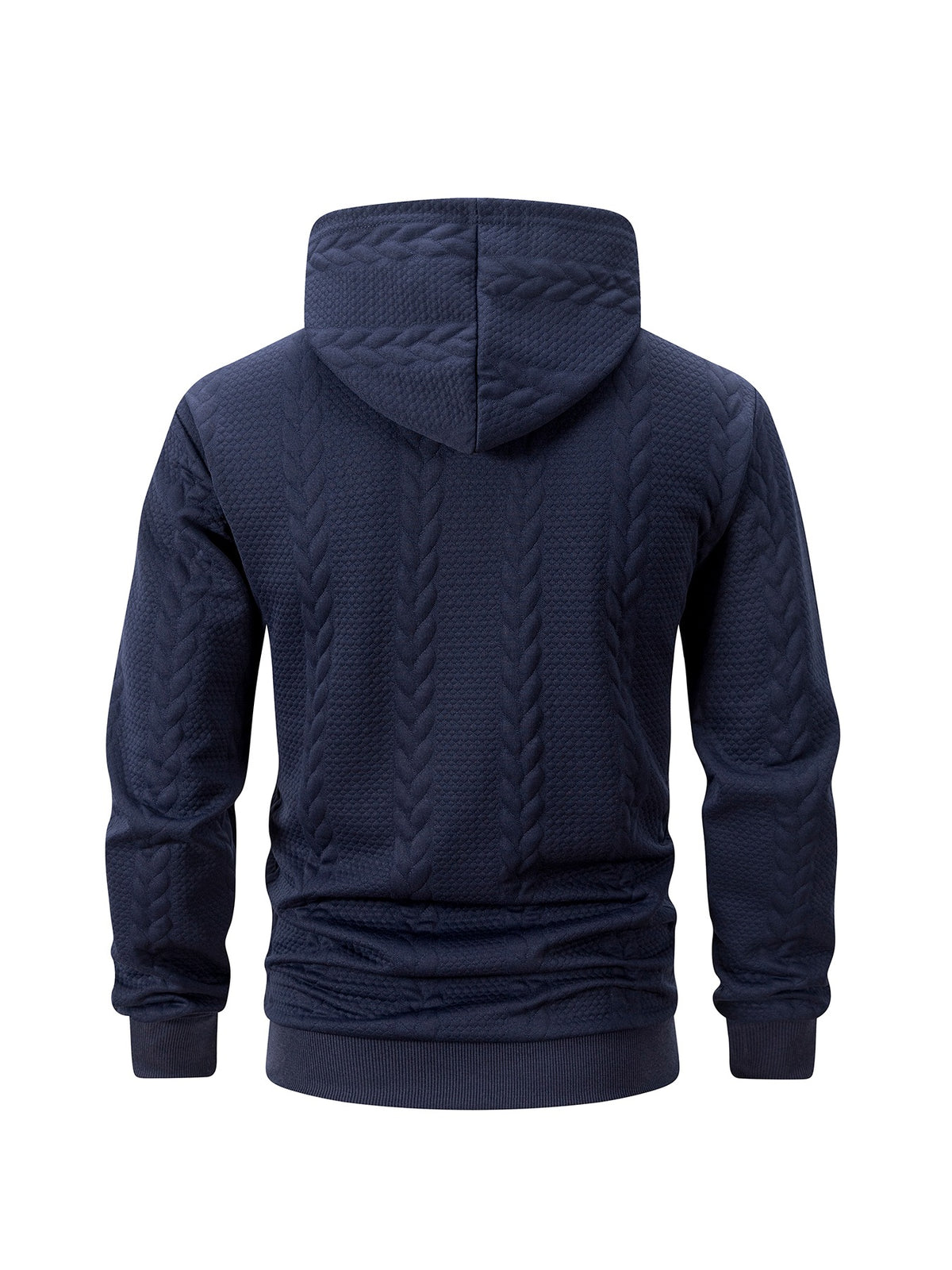 Men's Autumn Winter Hooded Textured Fleece Jacket with Zipper