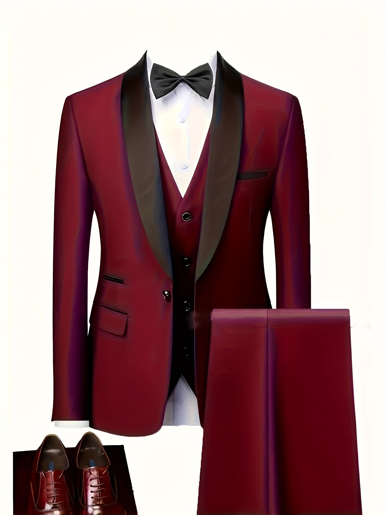 Men's Slim Fit 3-Piece Business Suit Set with Vest & Trousers