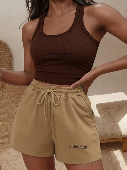 Buttery-Soft Crop Tank & Drawstring Shorts Set for Casual Comfort