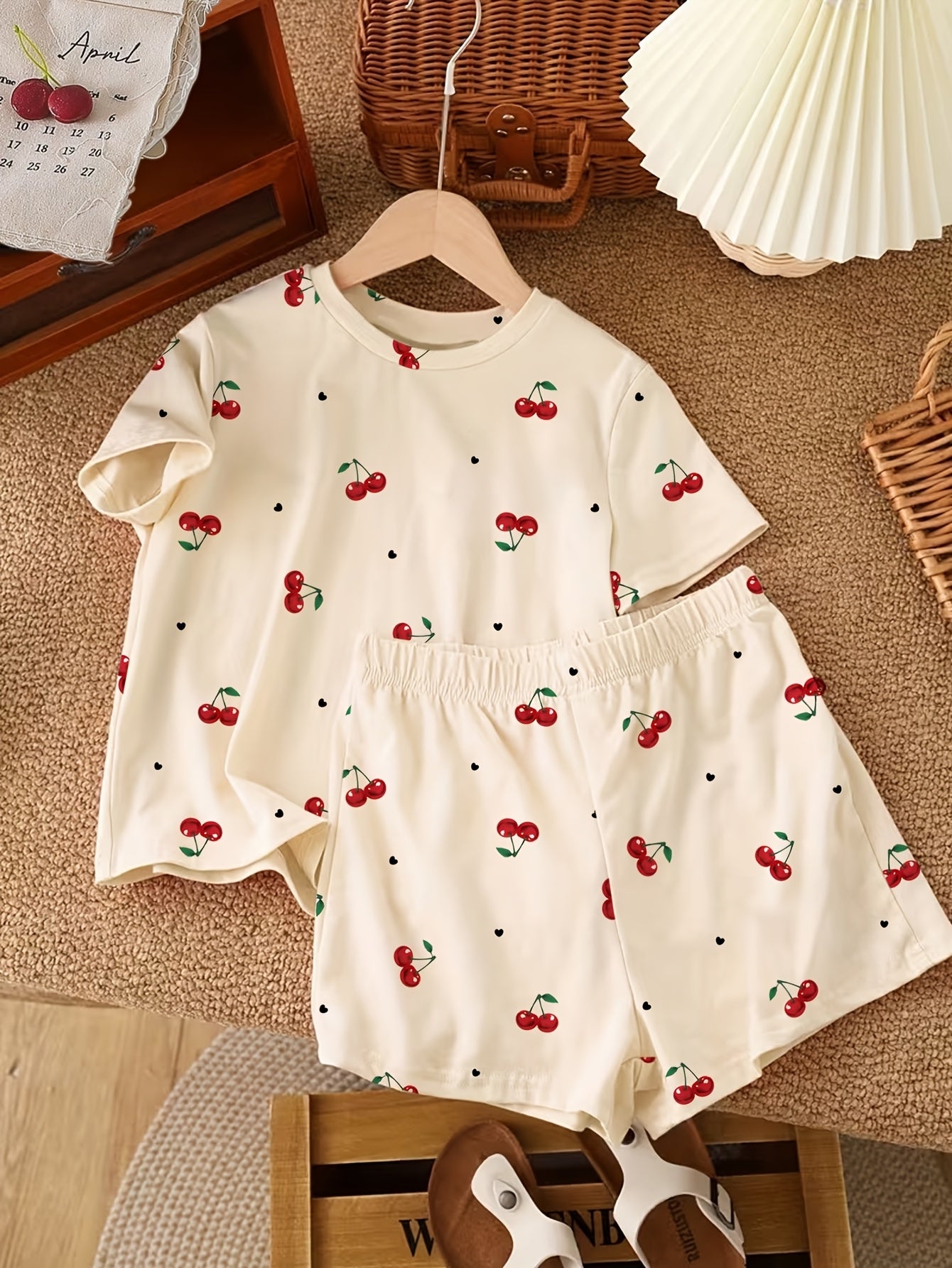 Girls Summer Casual 2-Piece Set: Printed Top & Loose Shorts