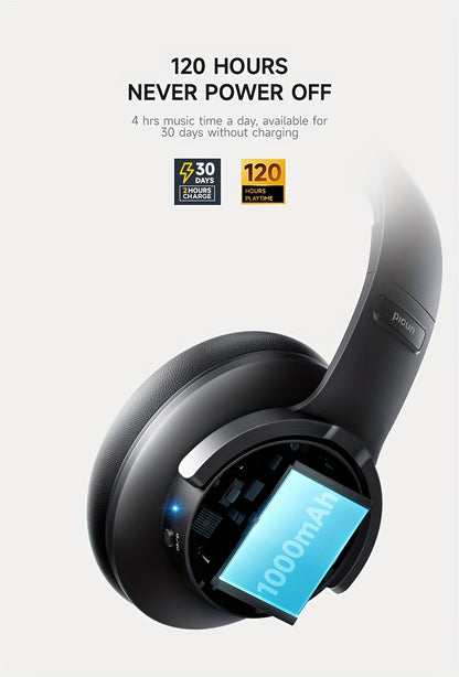 Picun Wireless Headphones, 120 Hours Headphones Wireless, Hands-Free Calls, 3EQ &Game Mode, Foldable Headphones Over Ear for Travel Home Office Cellphone PC