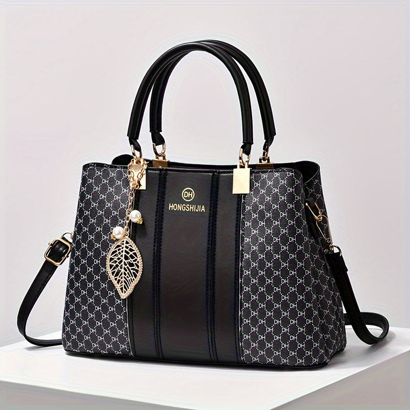 Elegant Large Capacity PU Shoulder Bag for Women with Animal Print