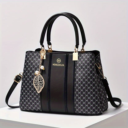 Elegant Large Capacity PU Shoulder Bag for Women with Animal Print
