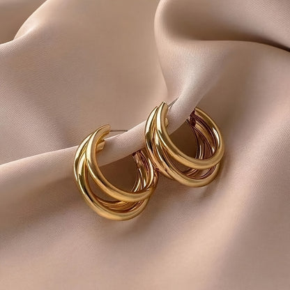 5 Pairs Elegant Geometric Zinc Alloy Stud Earrings Set