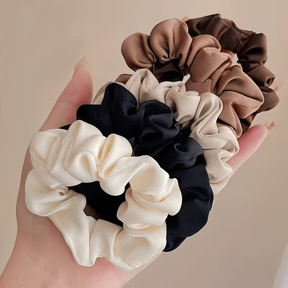 5pcs Vintage-Style Fabric Hair Ties for Women - Elastic Bands