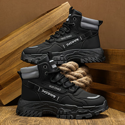 Men's High-Top Work Boots - Durable, Non-Slip, Lace-Up Casual Sneakers for All Seasons