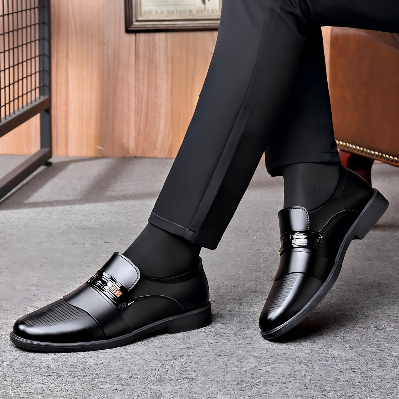 Men’s Slip-On Business Casual Loafers - All-Season PU Shoes