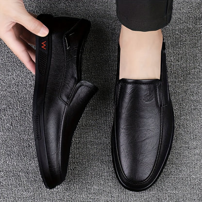 Men's Slip-On Loafers Cowhide Rubber Sole Business Casual Shoes