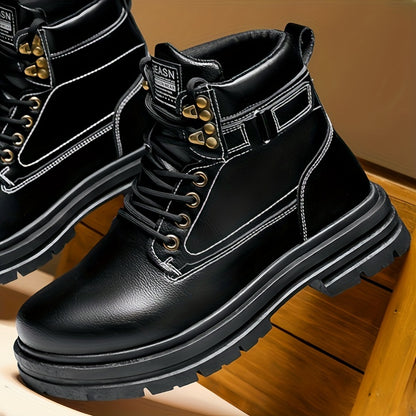 Large Size Men's High-Top Trendy British Style Short Boots Mid-Calf Work Boots Men's Hiking Boots High-Top Casual Shoes Short Boots