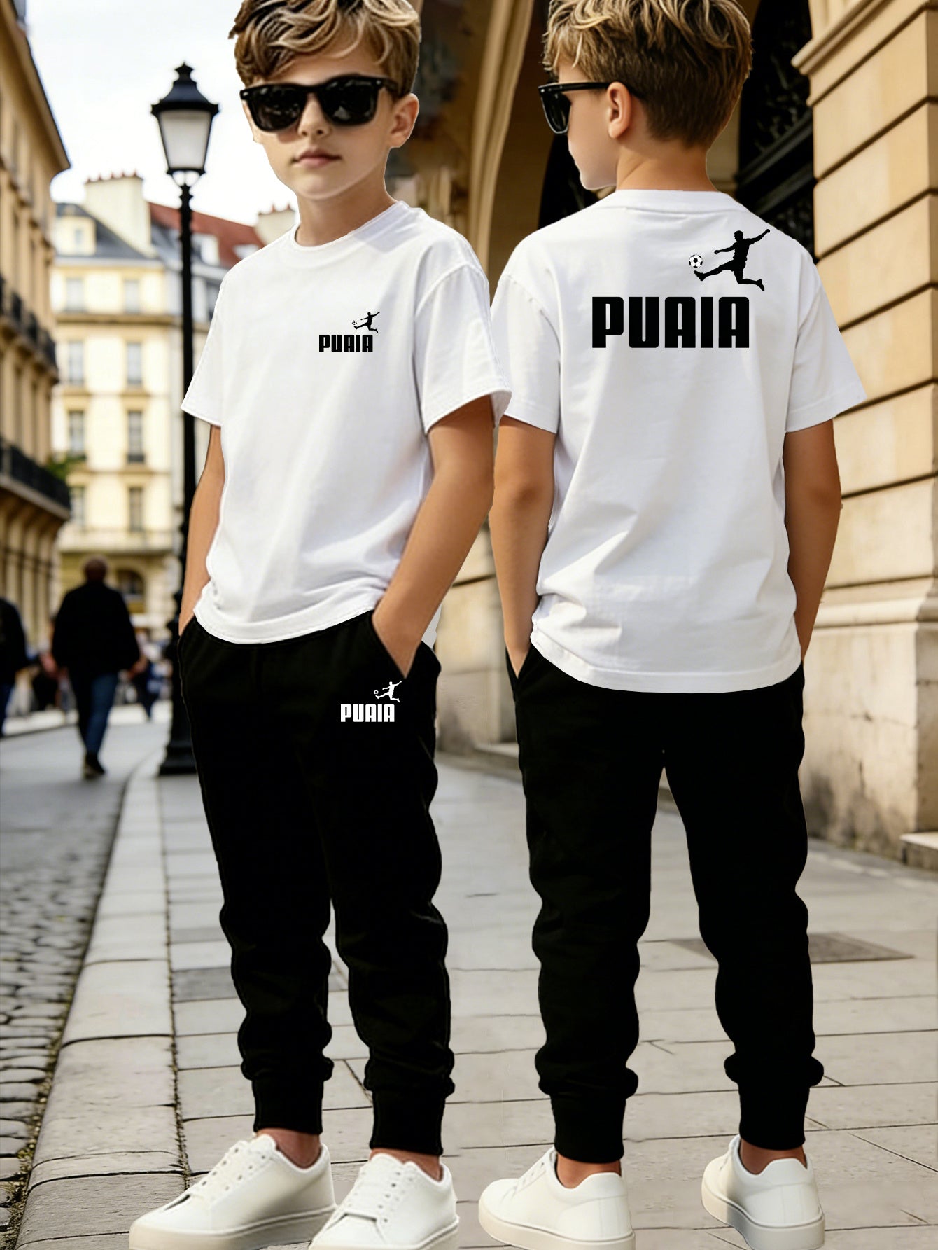 Boys' Summer Football Print Short Sleeve Top & Pants Set