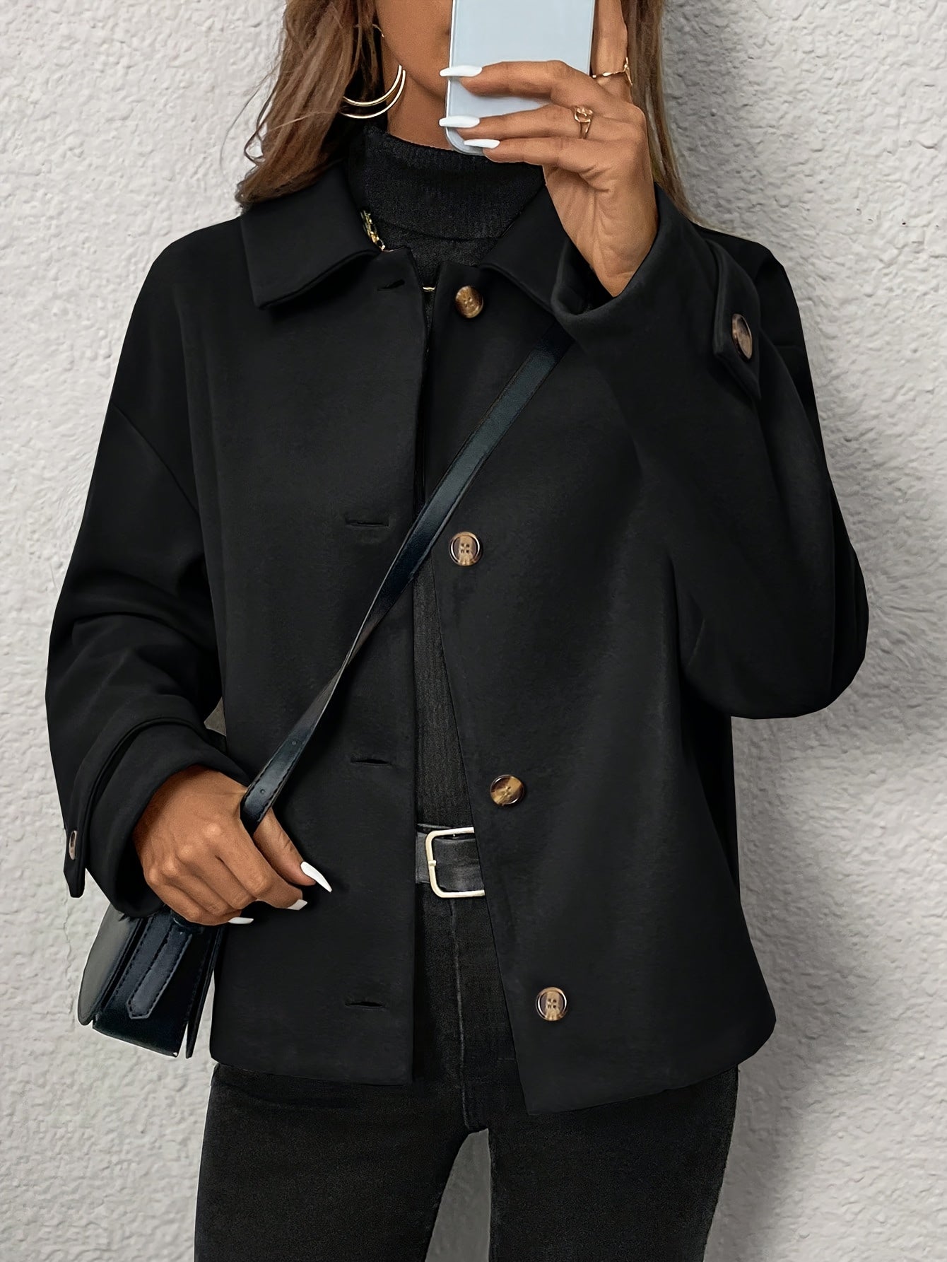 Women'S Burgundy Coat - Structured H-Silhouette Blazer, Button-Front Closure, Non-Stretch Fabric for Fall/Winter, Office, Party, Everyday Outfits - Chic Outerwear Jacket, Party Attire, Asymmetric Hemline, Elegant Design