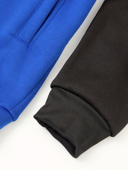 Men's Colorblock Hooded Jacket For Sports Outdoor, Stylish Leisure Outwear