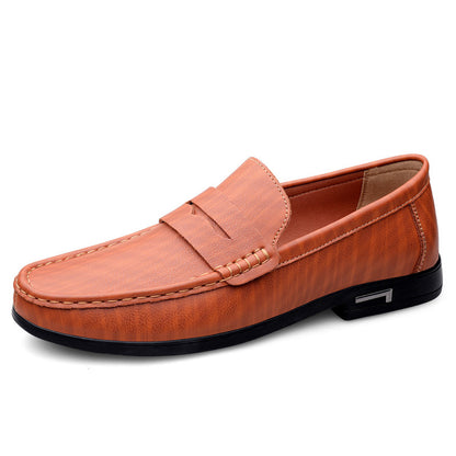Men's Large Size Casual Slip-On Shoes in Microfiber Leather