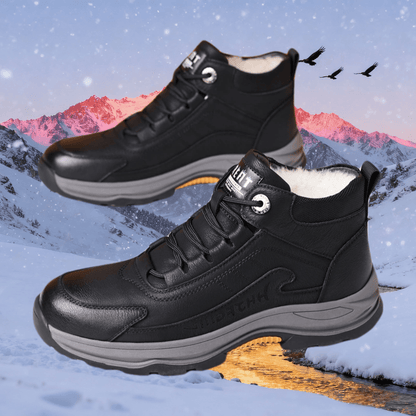 Men's Full-Grain Leather Plush-Lined Casual Winter Sneakers