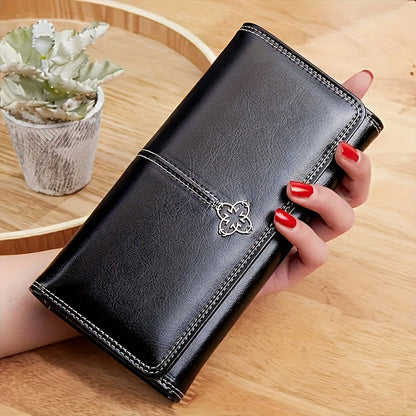 hour Women's Vintage -Korean Style Wallet - Long Wallet with Clasp Closure, Multi-Card Holder (Cash/credit), Slim Envelope Design Handbag, for daily Use, Professional & Special Events - Ladies Purse