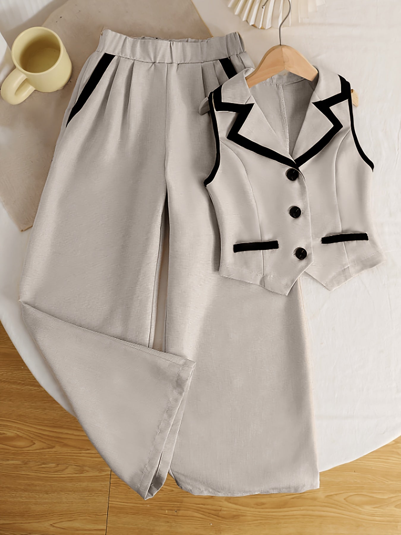 Girls' Sleeveless Vest & Wide-Leg Pants Set for Spring Summer