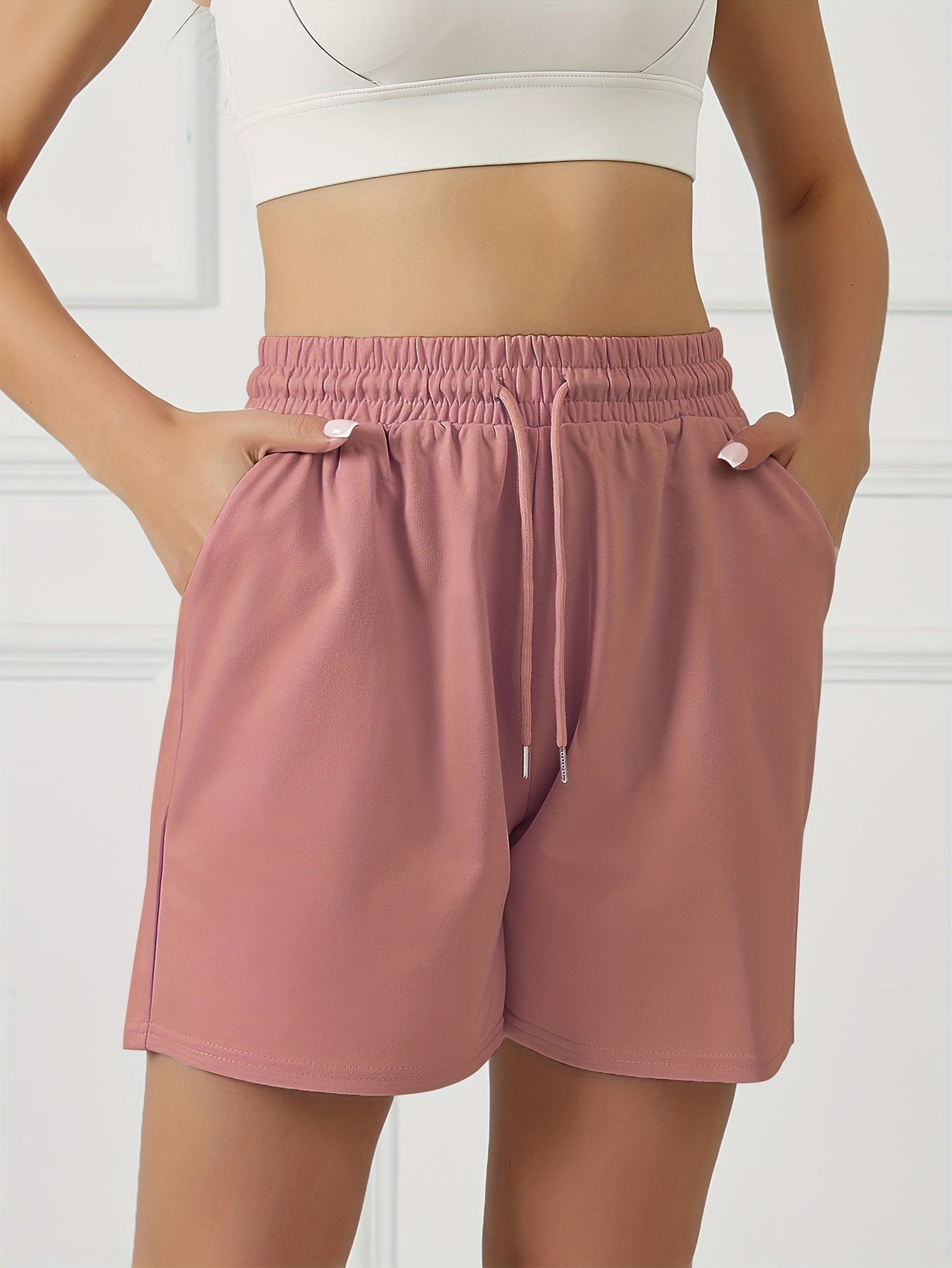 Women's Summer Drawstring Athletic Shorts with Front Pockets