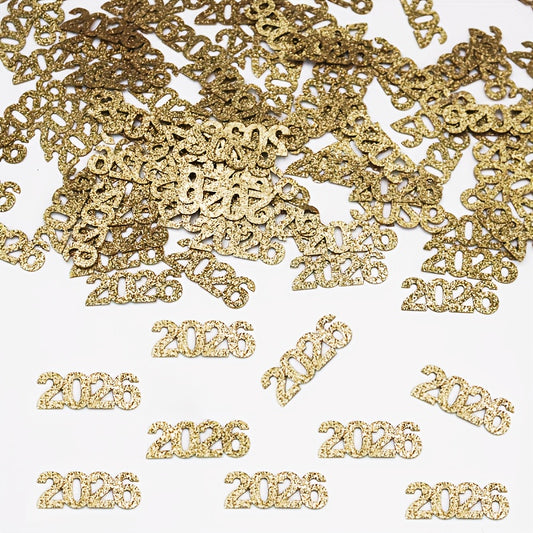 50 Glittering Golden 2026 Confetti - Elegant Numbered Party Decorations for New Year's Eve, Holiday Paper Scatterings, Christmas and Celebration Tabletop Accents. Perfect as Tablescape Dispersal or Wall & Floor Décor – Ide