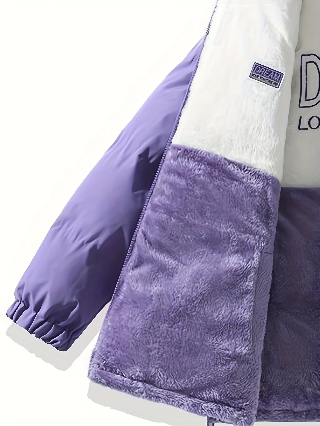 Men'S Double-Sided Fleece-Lined Thickened Jacket - Casual Stand Collar with Letter Print, Regular Fit, Pockets, Polyester Fill, Versatile for Fall/Winter, Winter Jacket