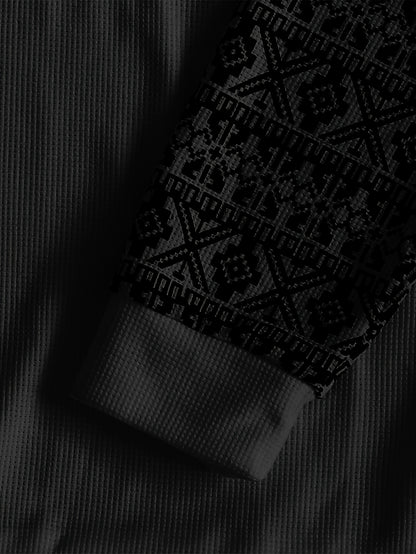 Men'S Long-Sleeve T-Shirt in a Heavy Waffle Knit for Autumn, Perfect for Casual Wear