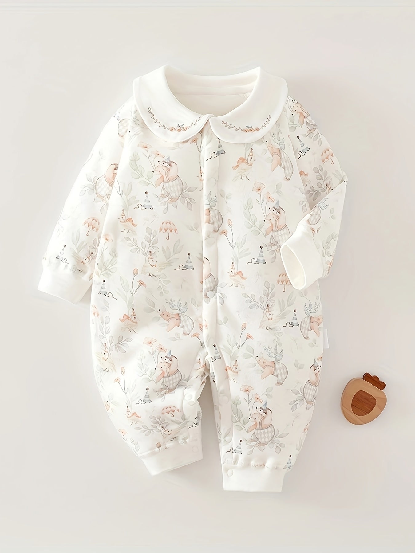 Baby Girl Cotton Jumpsuit Animal Print Quilted Romper