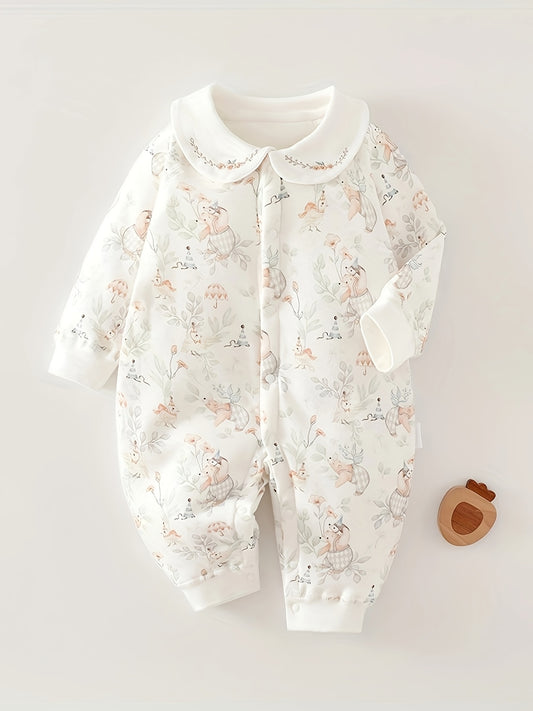 Baby Girl Cotton Jumpsuit Animal Print Quilted Romper