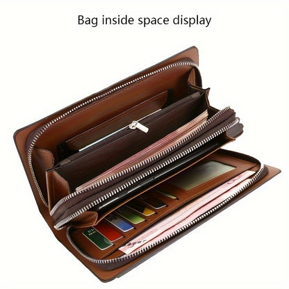 Men‘S Faux Leather Business Clutch with Multiple Compartments, Portable Handheld Bag for Daily And Business Use - And Easy Maintenance