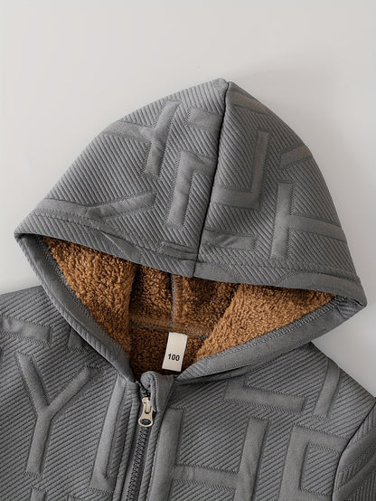 DONABEBE ' 2pcs Winter Jacket & Pants Set - Full-Zip Hooded Coat with Fleece, Matching Letter Logo Pants, Warm Casual Outfit for Cold Weather, Cozy 2pcs Clothes (Hand Washable), Perfect for Outdoor