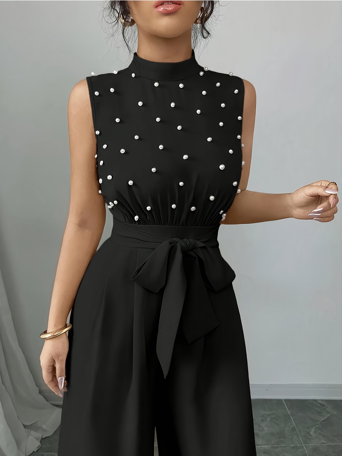 Sleeveless High-Neck Wide-Leg Jumpsuit