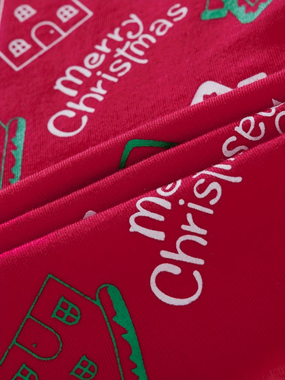 Christmas Set Pajamas Boys and Girls Red Father Christmas Cotton Flame Retardant Suit Christmas Gift Sleigh Car Red Pajama Set Loungewear Two Pieces