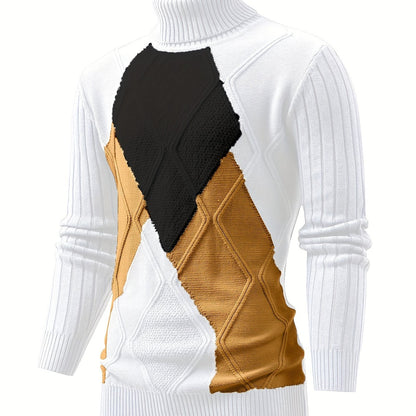 New Fashion Men'S Pullover with Color-Blocked Knitted Long Sleeves from Tie Mu Zhen OBM.