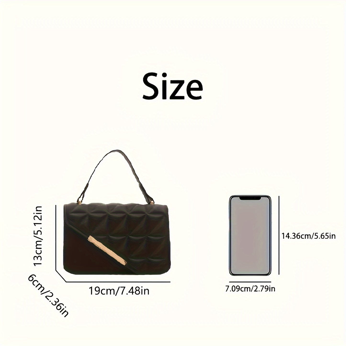 Stylish Small Square Handbag for Women with a Diamond Pattern, Perfect for Shoulder Or Crossbody Wear.