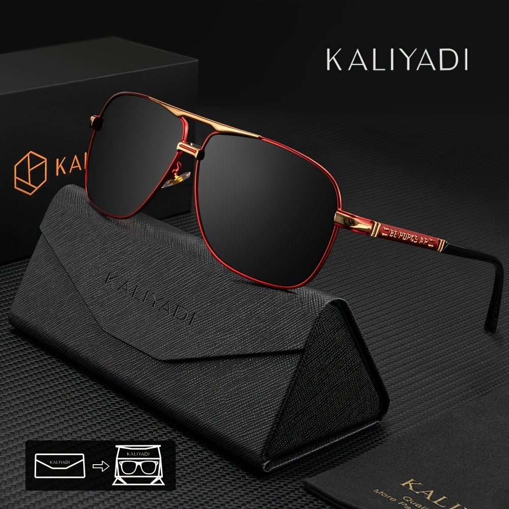 Men's Classic Polarized Sunglasses with Case - Casual Metal Frame