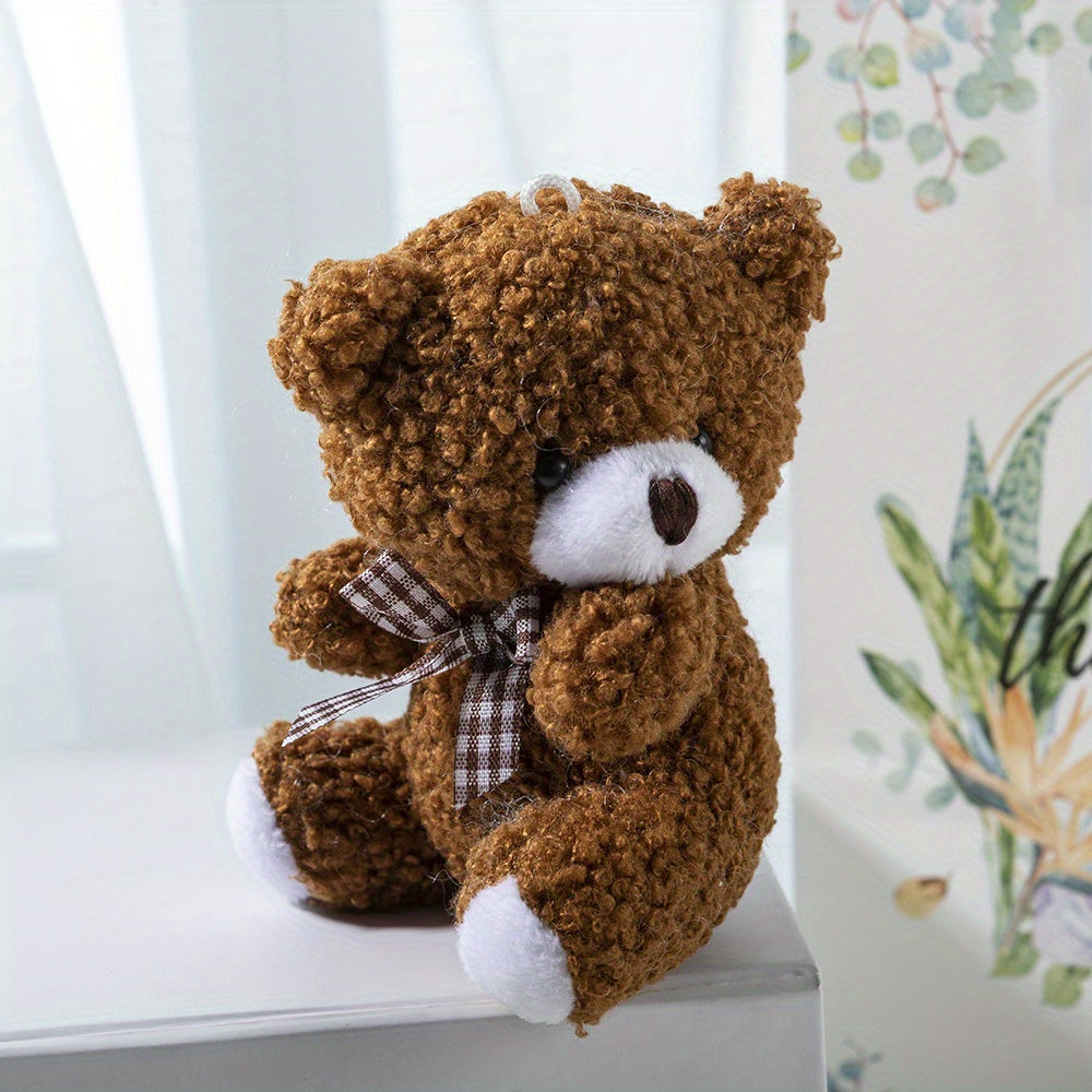 1pc, a Cute Tilted-Head Bear Plush Toy, a Plush Keychain Accessory, a Teddy Bear Doll, a Gift for Bags, Birthday Present, Holiday Gift.