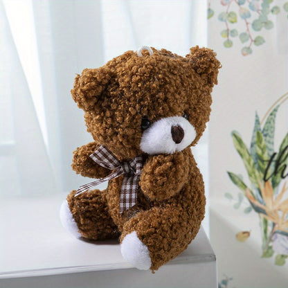 1pc, a Cute Tilted-Head Bear Plush Toy, a Plush Keychain Accessory, a Teddy Bear Doll, a Gift for Bags, Birthday Present, Holiday Gift.