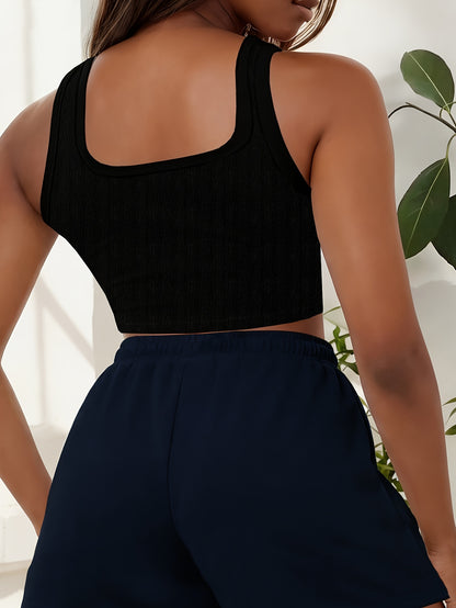 Buttery-Soft Sleeveless Crop Tank & Drawstring Shorts Set
