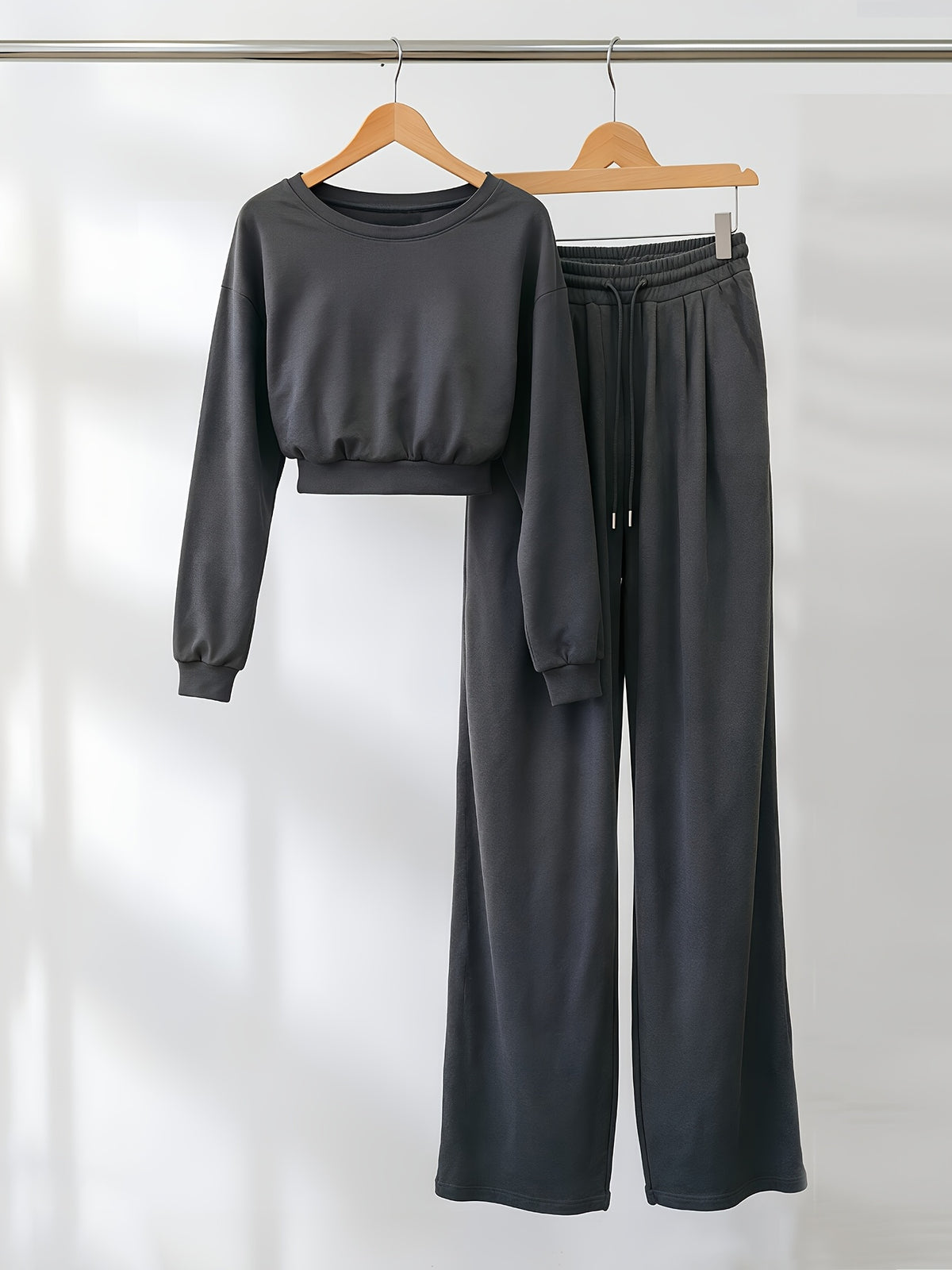 Women's Fall/Winter Off-Shoulder Sweatshirt & Wide-Leg Sweatpants Set - ayq