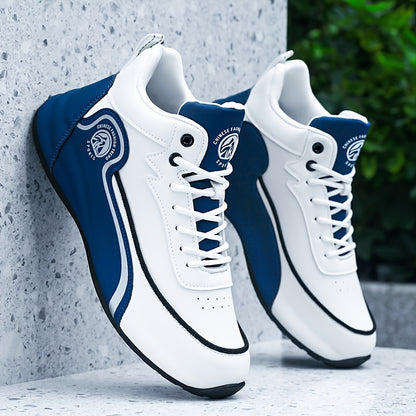 Men'S Fashion Classic Sneakers, Low Top Lace-up Athletic Shoes, Shock Absorbing Breathable Running Shoes, Durable Thick Sole Skateboard Shoes, Solid Color Graphic Design, Round Toe, Faux Upper/Sole, Fabric Inner, EVA Insole f