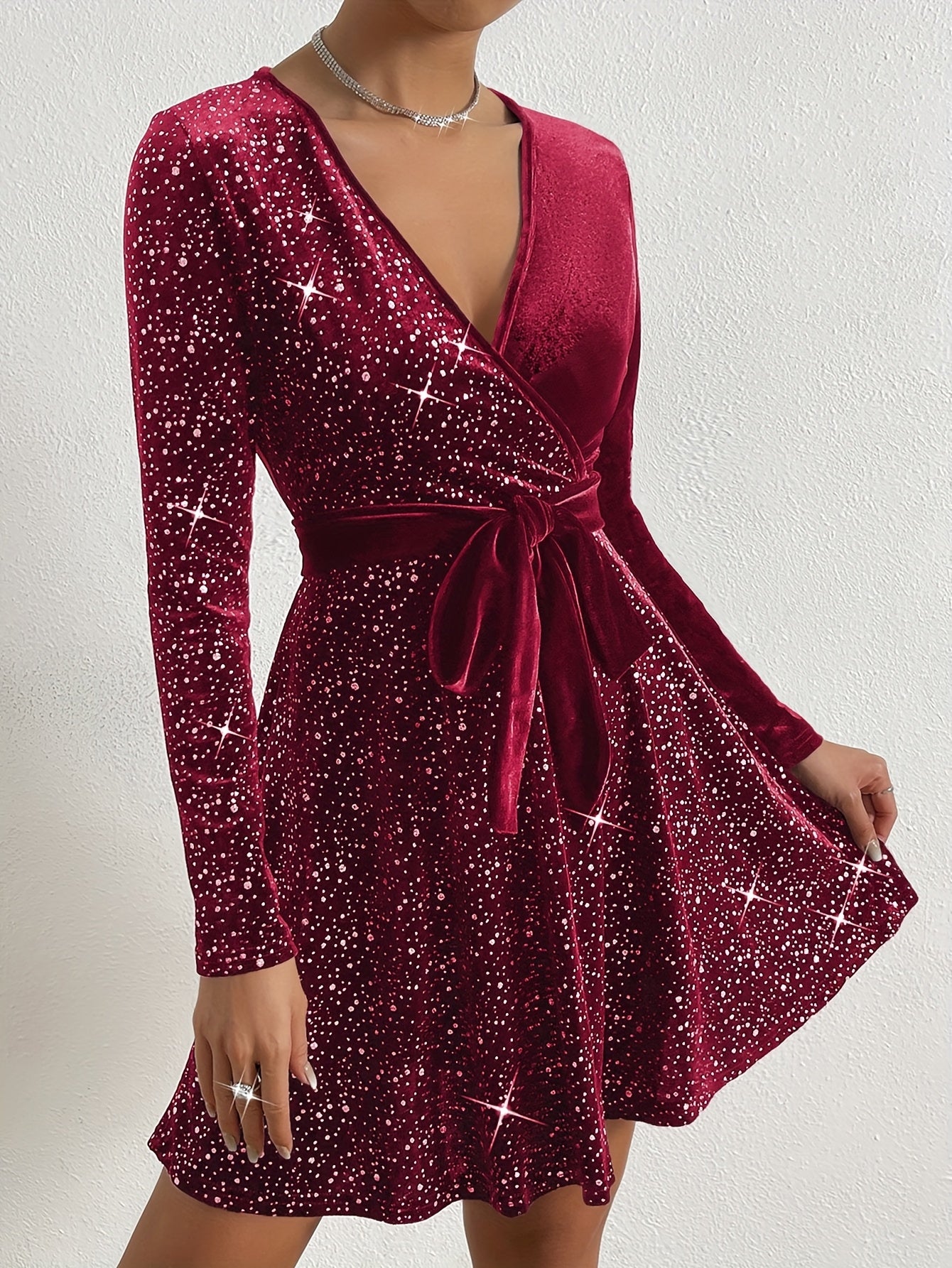 Women's Green Mermaid Dress with & Waist Tie Belt - Sparkling A-Line -Length Formal Party Wedding Gown, Fitted Silhouette, Machine Washable Elegant Evening Dress