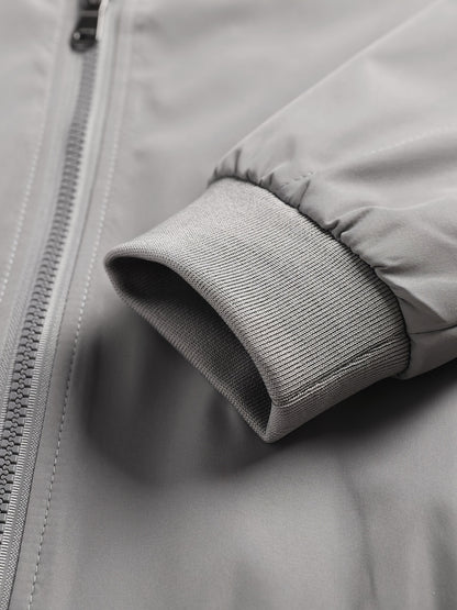 Men's Lightweight Jacket - Slim Fit Zip-Up Coat with Stand Collar, Lightweight Outerwear for Spring/Fall, Office, Travel, Everyday - Zipper Closure Casual Blazer