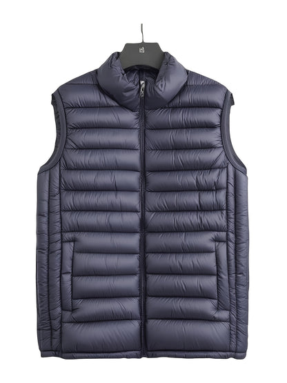 Men's Lightweight Polyester Jacket with Stand Collar & Pockets