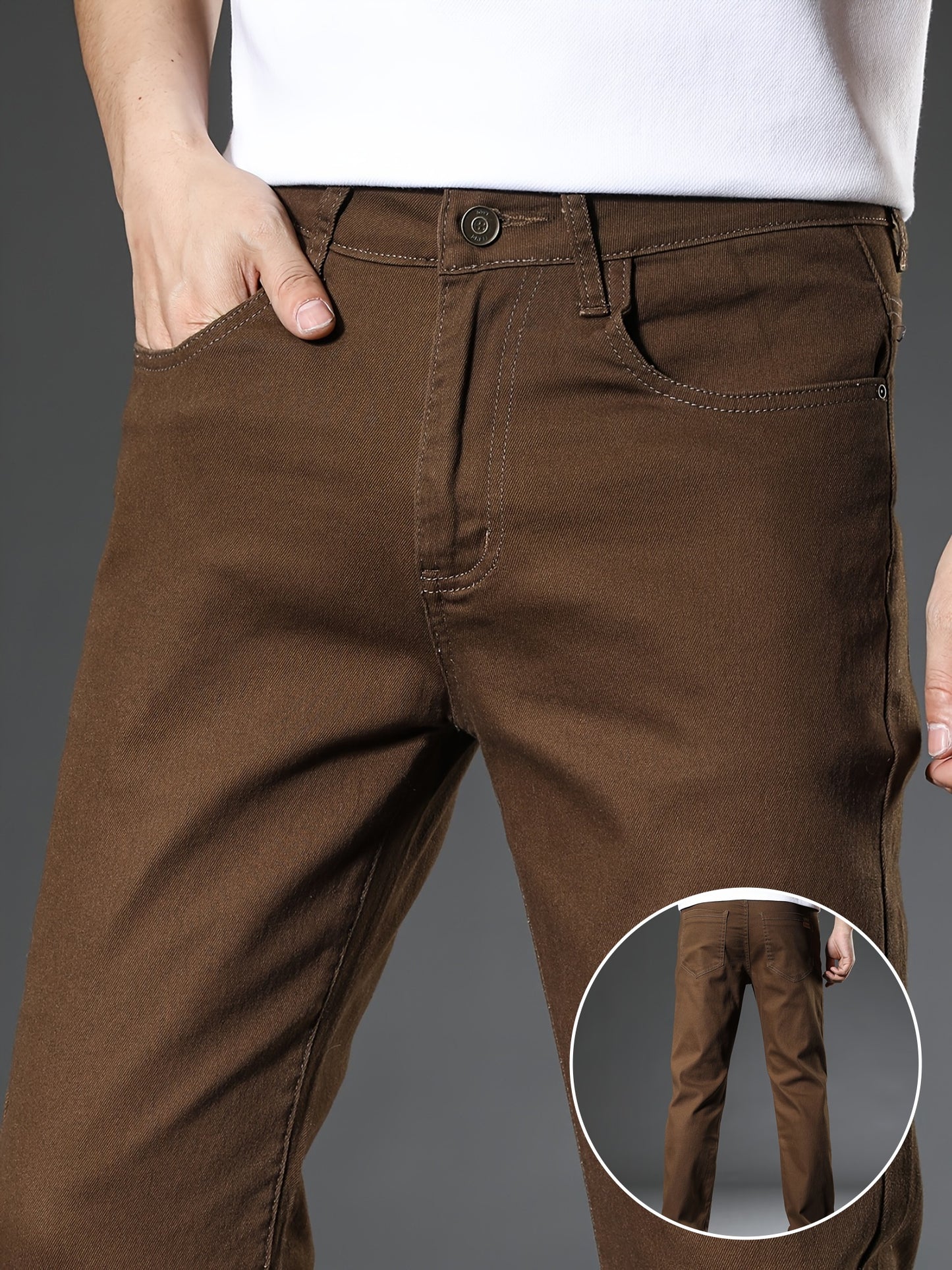 Men's Slim Fit Straight-Leg Stretch Denim Pants for Summer