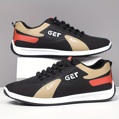 Men's White/Grey/Black Casual Sneakers - Low-Top Lace-Up Shoes with Cushioned Rubber Sole, PU Upper  Fabric Lining - Lightweight Everyday Walking Shoes for Gym, Office, Travel - Minimalist Athletic Footwear, Shoes Sneakers,