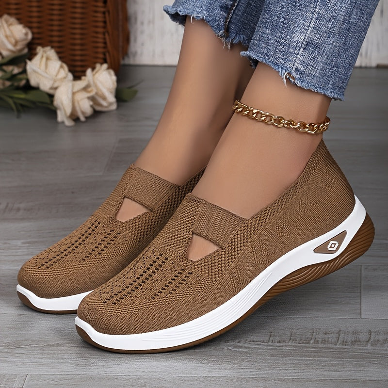 Women’s Lightweight Knit Sneakers with Cut-Out Design, All-Season