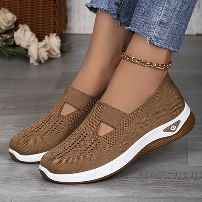 Women’s Lightweight Knit Sneakers with Cut-Out Design, All-Season