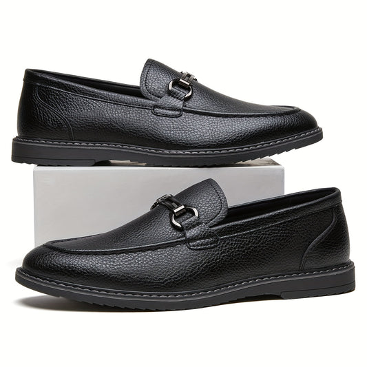 Men's Business Casual Slip-On Loafers with Metal Buckle